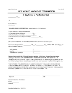 New Mexico 3-Day Notice to Quit | Non-Payment of Rent