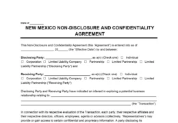 New Mexico Non-Disclosure Agreement Template
