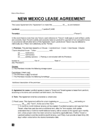 New Mexico Residential Lease Agreement