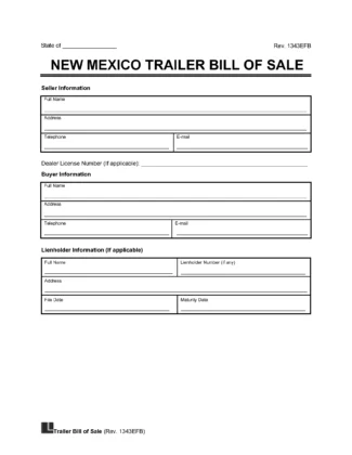 New Mexico Trailer Bill of Sale screenshot