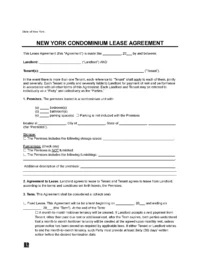 New York Condominium Lease Agreement Template