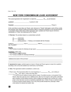 New York Condominium Lease Agreement Template