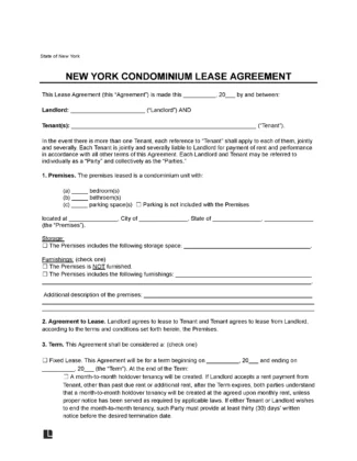 New York Condominium Lease Agreement Template