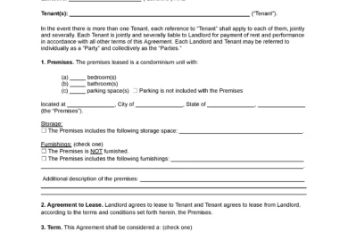 New York Condominium Lease Agreement Template