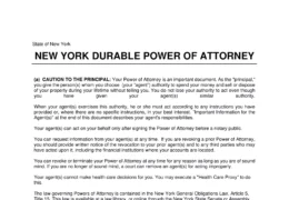 New York Durable Statutory Power of Attorney Form