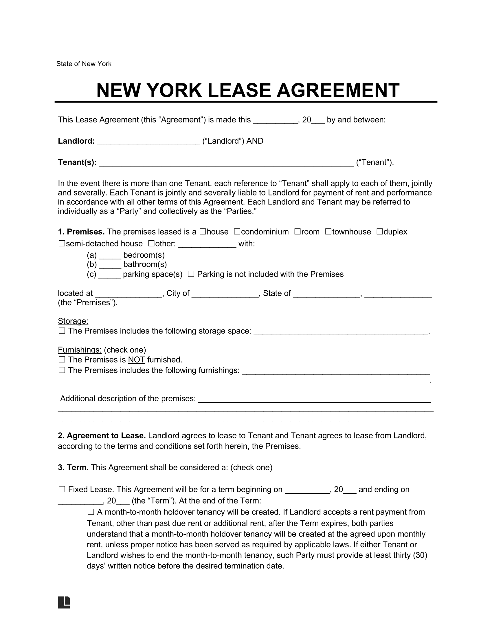 New York Lease Agreement Template