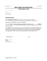 New York 10-Day Notice to Quit | Licensee or Squatter
