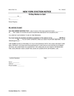 New York 10-Day Notice to Quit | Licensee or Squatter