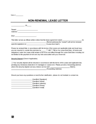 Non-Renewal Lease Letter