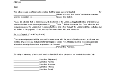 Non-Renewal Lease Letter