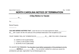 North Carolina 2-Day Lease Termination Letter
