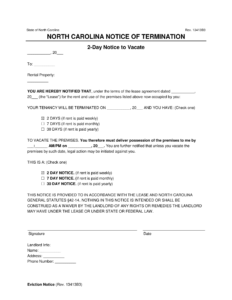 Free North Carolina Eviction Notice Form | PDF &amp; Word Templates