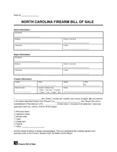 North Carolina Firearm Bill of Sale