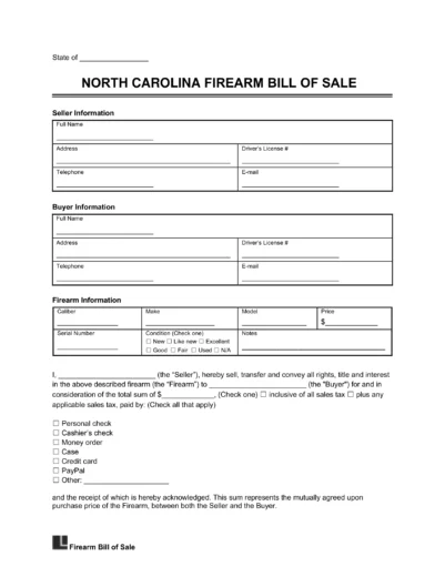 North Carolina Firearm Bill of Sale