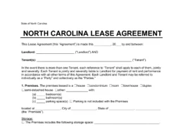 North Carolina Lease Agreement Template