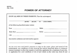 North Carolina Motor Vehicle Power of Attorney Form MVR-63
