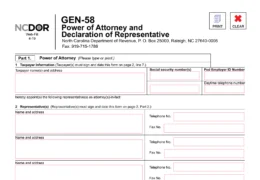 North Carolina Tax Power of Attorney Form Gen-58