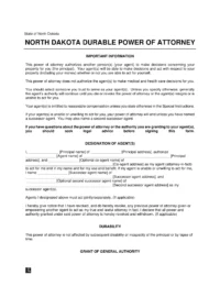 North Dakota Durable Power of Attorney Form