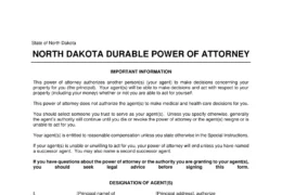 North Dakota Durable Power of Attorney Form