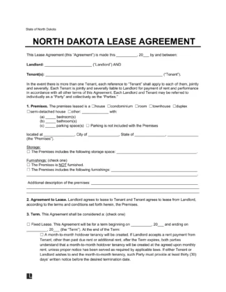 North Dakota Lease Agreement Template