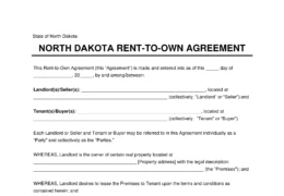 North Dakota Lease-to-Own Option-to-Purchase Agreement