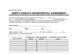 North Dakota Room Rental Agreement