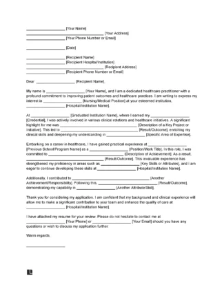 Nursing Job Letter of Intent Template