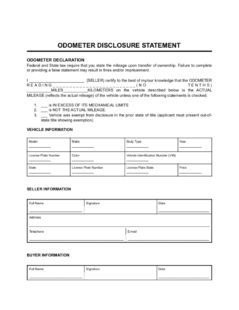 Free Odometer Disclosure Statement Form | PDF & Word