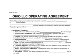 Ohio LLC Operating Agreement Template