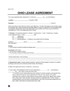Ohio Lease Agreement Template