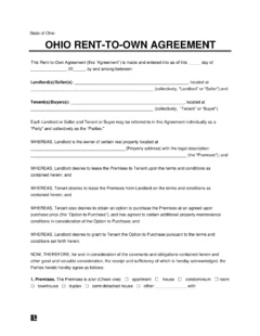 Ohio Lease-to-Own Option to Purchase Agreement