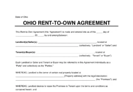 Ohio Lease-to-Own Option to Purchase Agreement