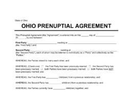 Ohio Prenuptial Agreement Template