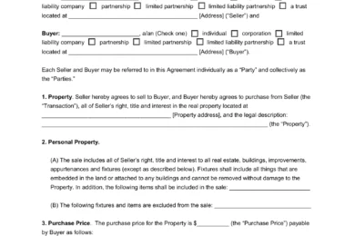 Ohio Residential Purchase Agreement Template