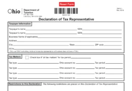 Ohio Tax Power of Attorney (Form TBOR 1)