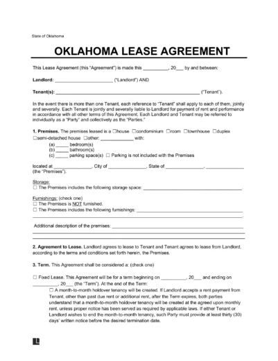 Oklahoma Lease Agreement Template