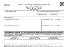 Oklahoma Tax Power of Attorney (Form BT-129)