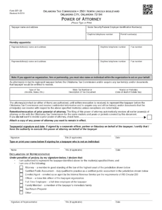 Oklahoma Tax Power of Attorney (Form BT-129)