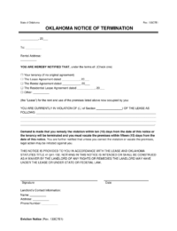 Oklahoma Eviction Notice for Non-compliance