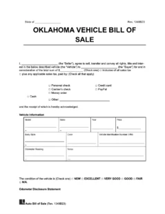 Oklahoma vehicle bill of sale