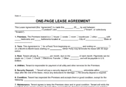 One Page Lease Agreement Form