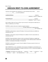Oregon Lease-to-Own Option to Purchase-Agreement