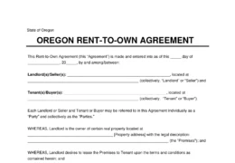 Oregon Lease-to-Own Option to Purchase-Agreement