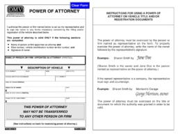 Oregon Motor Vehicle Power of Attorney Form 735-500