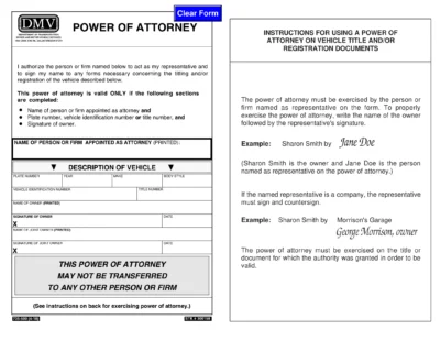 Oregon Motor Vehicle Power of Attorney Form 735-500