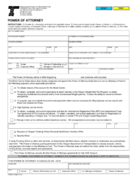 Oregon Motor Vehicle Power of Attorney Form 735-9654 (Motor Carrier)