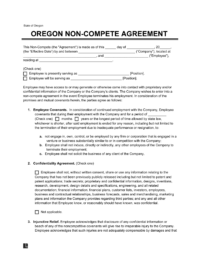 Oregon Non-Compete Agreement Template