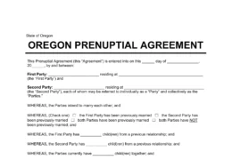 Oregon Prenuptial Agreement Template