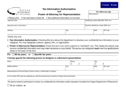 Oregon Tax Power of Attorney (Form 150-800-005)