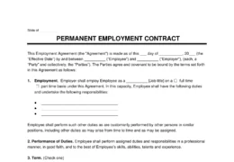 Permanent employment contract template